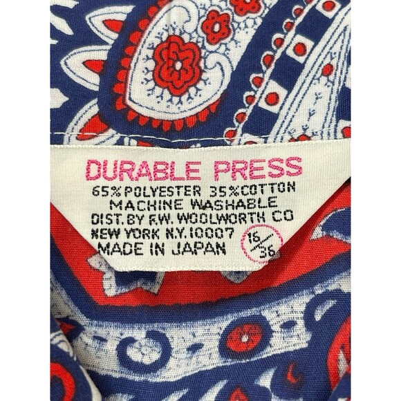 VTG 60s Woolworth Primstyle Blouse NWT Red White Blue Paisley Made in Japan M - Picture 5 of 12